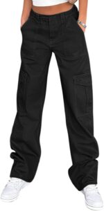 Cargo Pants for Women High Waisted Casual Pants Baggy Stretchy Wide Leg  Streetwear with 6 Pockets