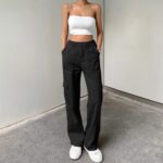 Cargo Pants for Women High Waisted Casual Pants Baggy Stretchy Wide Leg  Streetwear with 6 Pockets - Image 2