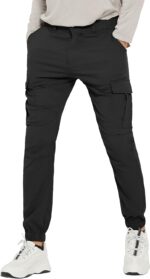 Men's Waterproof Hiking Pants, Slim Fit Cargo Joggers, Stretch Quick Dry Outdoor Pants with Pockets