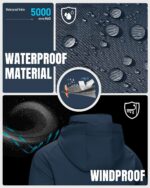 Men's Rain Jacket Waterproof Lightweight Raincoat Packable Rain Shell Windbreaker with Hood for Golf Hiking Travel - Image 2